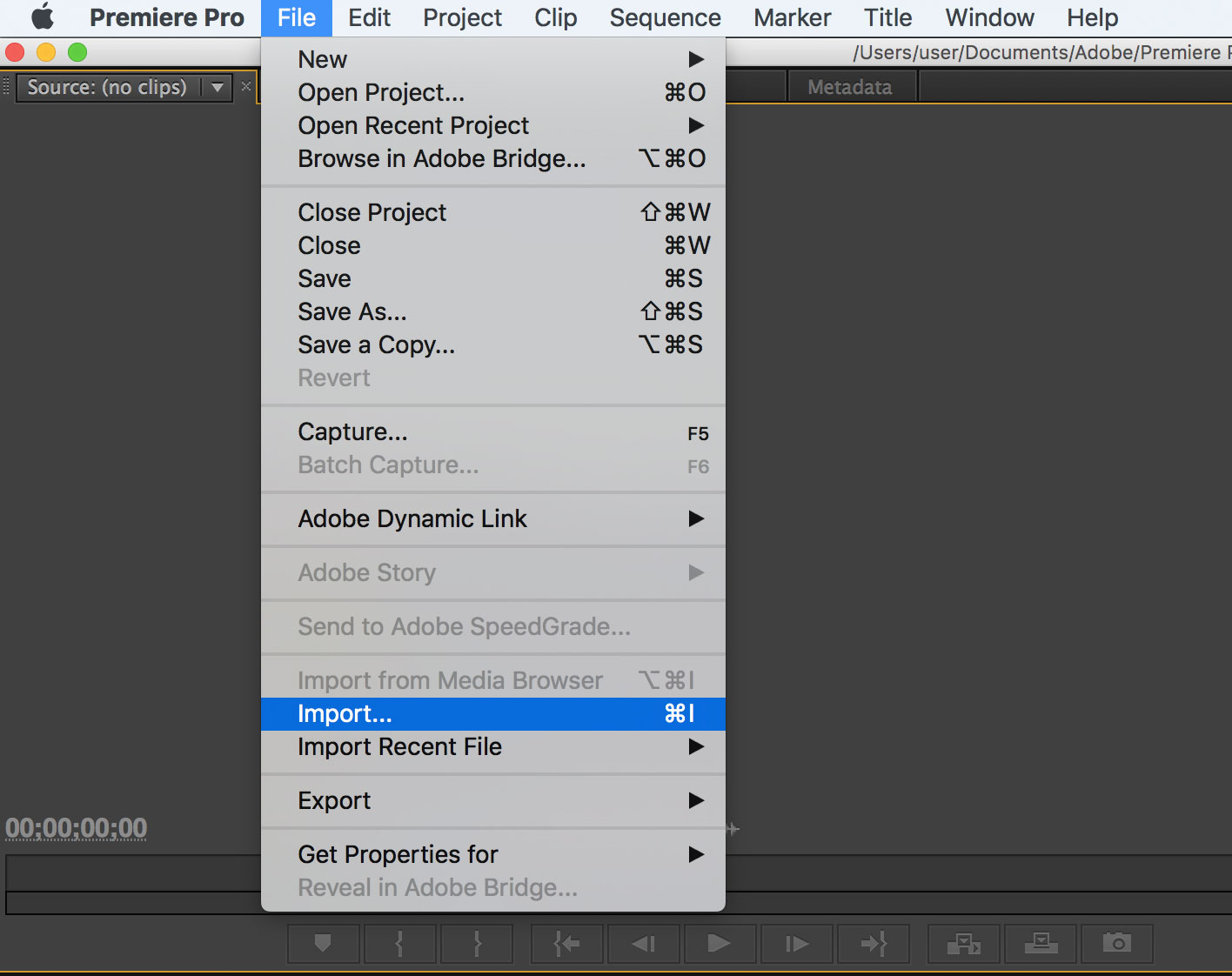 Adobe Premiere Import 